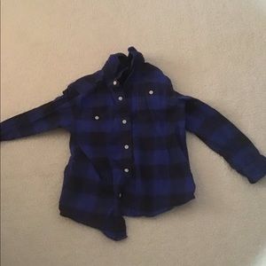 Blue flannel print button up